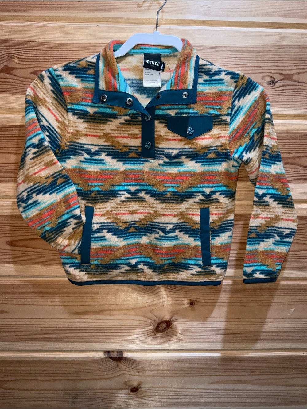 Cruel Girl Multi-Color Aztec Fleece Pullover Jacket